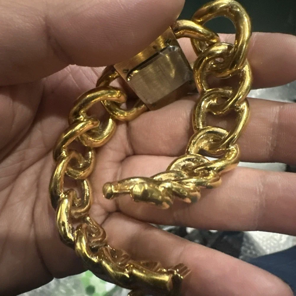 Works VTG Franklin Mint 1989 Womens Crystals Dainty Heavy Bracelet Watch 28mm